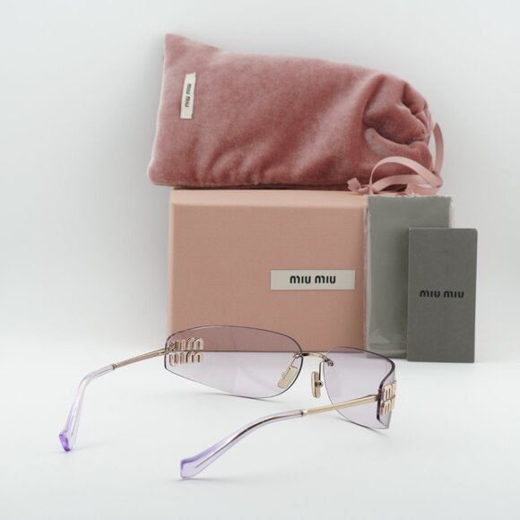 Miu Miu MUA51S ZVN90O Rectangle Sunglasses – Pale Gold\\ Pink